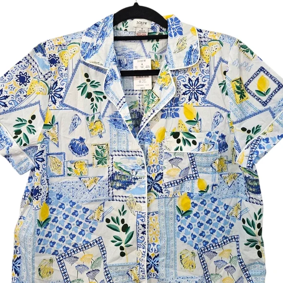 NWT J.Crew Coastal Fruit Lemon Print Pajama Top Size M - Picture 3 of 6